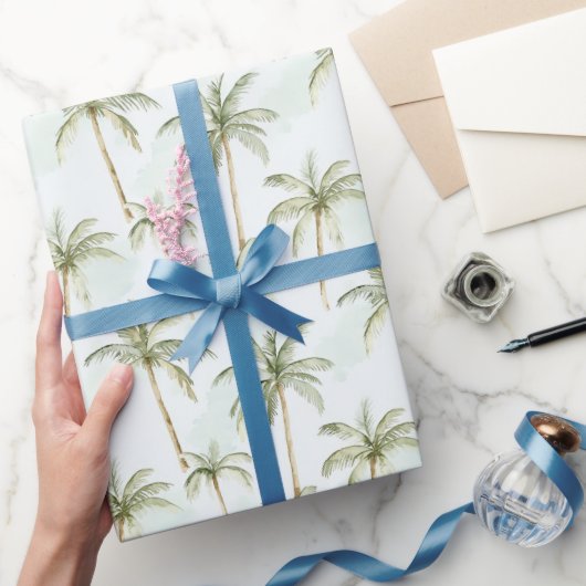 Tropische Palmboom Trouwfeest Cadeaupapier (Geschenken)