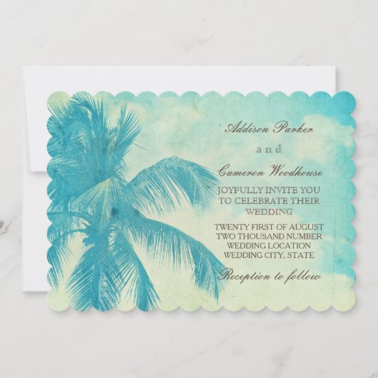  tropische palmboom | Turquoise Wedding Kaart (Voorkant)