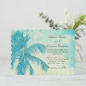  tropische palmboom | Turquoise Wedding Kaart (Staand voorkant)