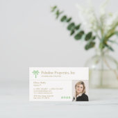 Tropische palmboom vastgoedmakelaar Foto Visitekaartje (Staand voorkant)