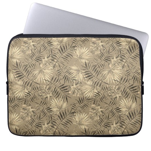 Tropische palmboom verlaat patroongoud laptop sleeve (Voorkant)