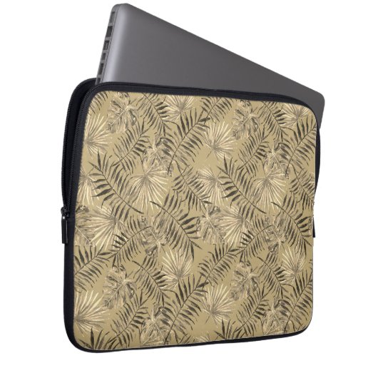 Tropische palmboom verlaat patroongoud laptop sleeve (Voorkant Rechts)