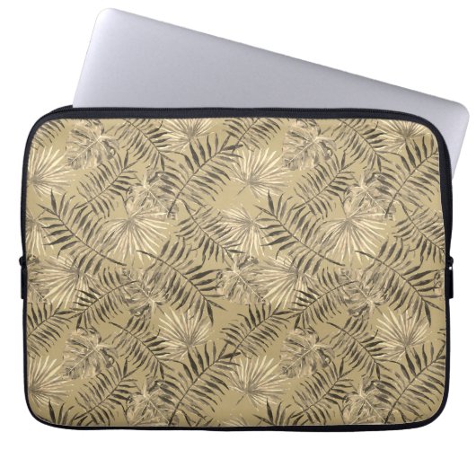 Tropische palmboom verlaat patroongoud laptop sleeve (Voorkant)