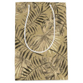 Tropische palmboom verlaat patroongoud medium cadeauzakje (Voorkant)