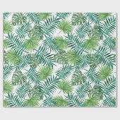 Tropische palmboom verlaat Patroongroen Cadeaupapier (Vlak)