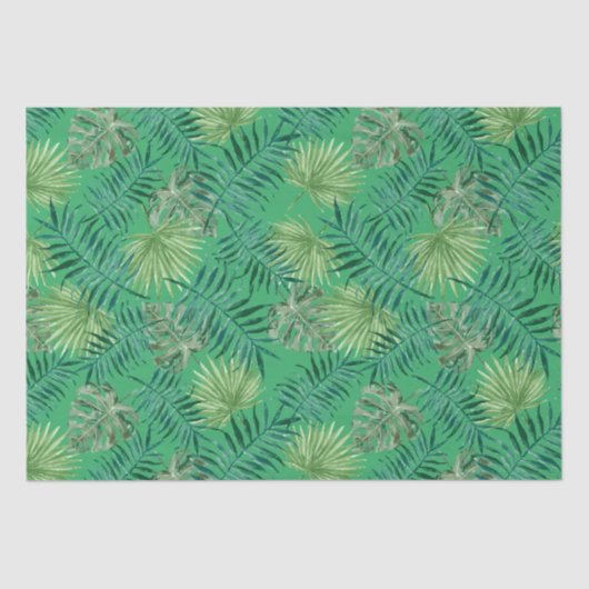 Tropische palmboom verlaat Patroongroen Tissuepapier (Voorkant)