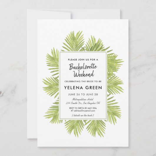 Tropische palmboom vrijgezellenweekend kaart (Voorkant)