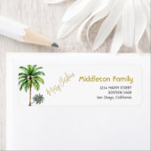 Tropische palmboom vrolijk kerstfeest etiket (Insitu)