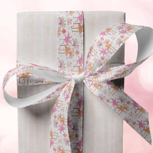 Tropische palmboom vrolijk kerstfeest grosgrain lint