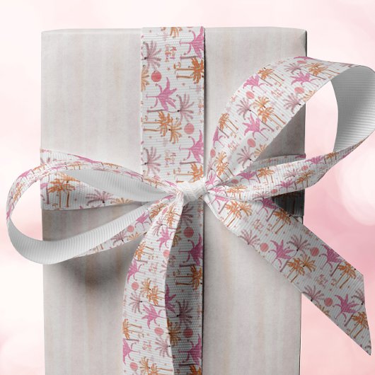 Tropische palmboom vrolijk kerstfeest grosgrain lint