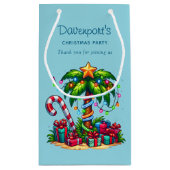 Tropische palmboom vrolijk kerstfeest klein cadeauzakje (Achterkant)