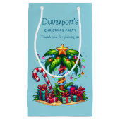 Tropische palmboom vrolijk kerstfeest klein cadeauzakje (Voorkant)