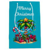 Tropische palmboom vrolijk kerstfeest medium cadeauzakje (Voorkant)