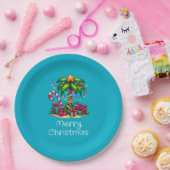 Tropische palmboom vrolijk kerstfeest papieren bordje (Feest)