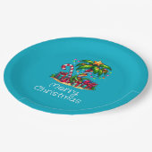Tropische palmboom vrolijk kerstfeest papieren bordje (Gekanteld)