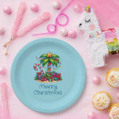 Tropische palmboom vrolijk kerstfeest papieren bordje (Feest)