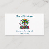 Tropische palmboom vrolijk kerstfeest visitekaartje (Voorkant)