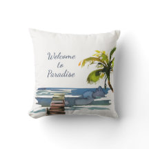 Tropische palmboom Waterfront Dock Patio