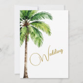 Tropische palmboom Waterverf Elegante bruiloft Kaart (Voorkant)