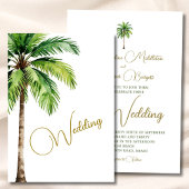 Tropische palmboom Waterverf Elegante bruiloft Kaart