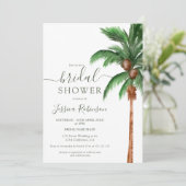 Tropische palmboom waterverf groen vrijgezellenfee kaart (Staand voorkant)