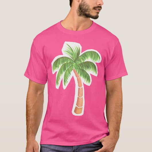 Tropische palmboom - Waterverf T-shirt (Voorkant)