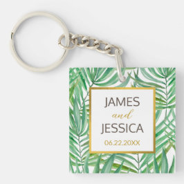 Tropische palmboom Weddenschap voor acrylplein Sleutelhanger