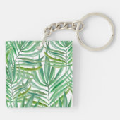 Tropische palmboom Weddenschap voor acrylplein Sleutelhanger (Achterkant)