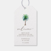 Tropische palmboom Weddenschap Welkomstcadeautjes Cadeaulabel (Voorkant)