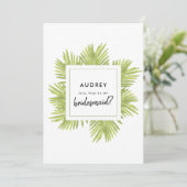 Tropische palmboom Wil je mijn bruidsmeisje zijn? Kaart (Staand voorkant)