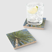 Tropische palmboom Windblown Natural Stenen Onderzetter (Zijkant)