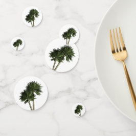 Tropische Palmboom Witte Elegante Tafel Decoratie Confetti