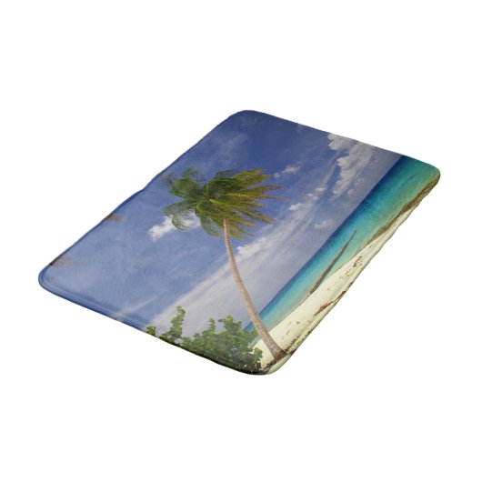 Tropische palmboom Witte zandstrand Badmat (Gekanteld)