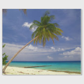 Tropische palmboom Witte zandstrand Cadeaupapier (Vlak)