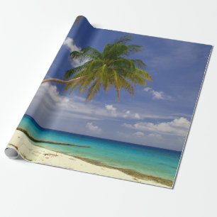 Tropische palmboom Witte zandstrand Cadeaupapier