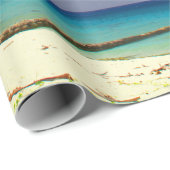 Tropische palmboom Witte zandstrand Cadeaupapier (Rol Hoek)