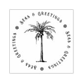 Tropische palmboom Zeeen en Groeten Kerst Rubberstempel (Afrduk)