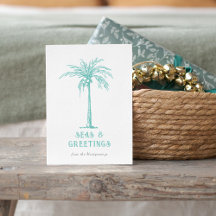 Tropische Palmboom Zeeën en Groeten Kerstmis