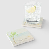 Tropische palmboom — zeestrand stenen onderzetter (Zijkant)