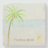 Tropische palmboom — zeestrand stenen onderzetter (Voorkant)