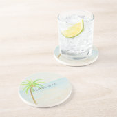 Tropische palmboom — zeestrand zandsteen onderzetter (Zijkant)