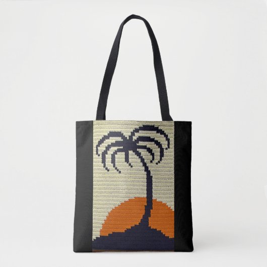 Tropische palmboom - Zonneopartitisan Crochet Prin Tote Bag (Voorkant)