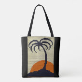 Tropische palmboom - Zonneopartitisan Crochet Prin Tote Bag (Achterkant)