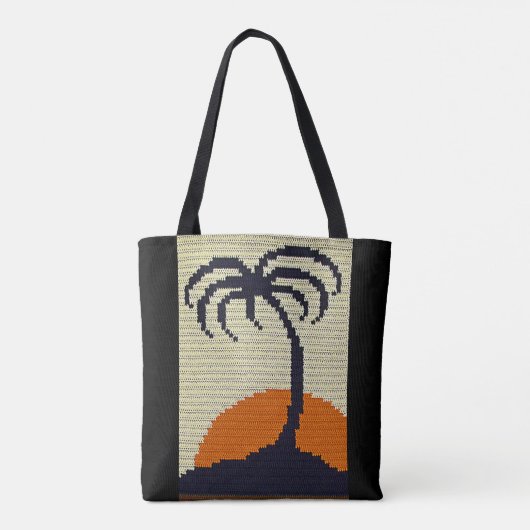 Tropische palmboom - Zonneopartitisan Crochet Prin Tote Bag (Achterkant)