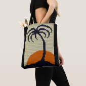 Tropische palmboom - Zonneopartitisan Crochet Prin Tote Bag (Dichtbij)