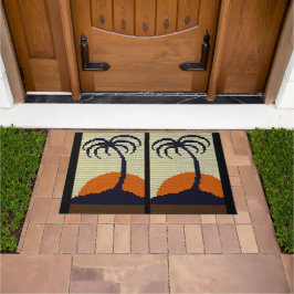 Tropische palmboom Zonnevrije haakjes afdrukken op Deurmat