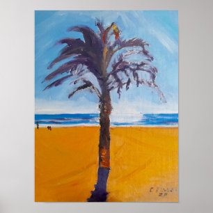 Tropische palmboom zonnig strand poster