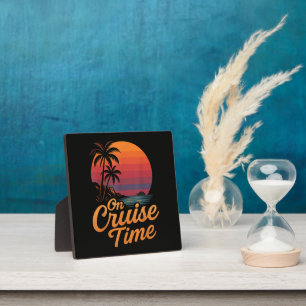 Tropische Palmboom Zonsondergang Cruise Vakantie Fotoplaat