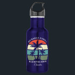 Tropische palmboom - zonsonderstel - Aangepaste st Waterfles<br><div class="desc">Mooie tropische palmflesje,  aangepast voor je vakantie op het strand van je familie. Geef je insulaire cadeautje een persoonlijk tintje door je familienaam schattig,  monogram apart cadeau toe te voegen.</div>