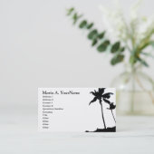 Tropische palmboom zwart-wit visitekaartje (Staand voorkant)